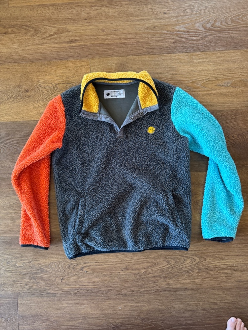 Dutch Bros Brothers Colorblock Sherpa Zip Pullover Sweater Color Block